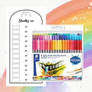 STAEDLER 120 watergedragen markers voor het inkleuren van mysteries (blanco digitaal formaat)