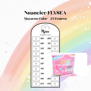 Nuancier feutres acryliques FLYSEA MACARON 24 pour coloriage mystère à imprimer - Marker Swatch Printable