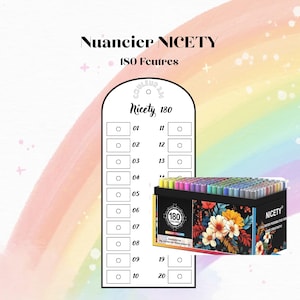 NICETY 180 アクリルマーカーカラー見本（印刷可能なミステリーカラーリング用） - マーカー見本印刷可能