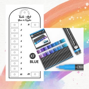 Tooli Art Pack Blues & Purples Acrylmarkers Mystery Kleurkaart (Blanco Digitaal Formaat)