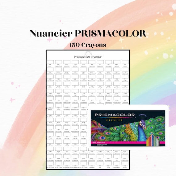 Prismacolor Premier 150 Colored Pencil Color Chart for Coloring