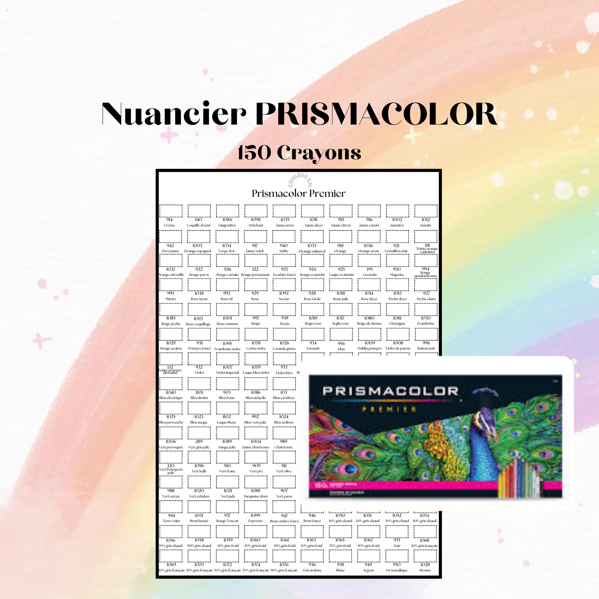 Prismacolor Premier 150 Colored Pencil Color Chart for Coloring