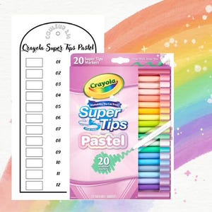 CRAYOLA SUPER TIPS Mystery Coloring Pastel Markers op waterbasis (Blanco digitaal formaat)