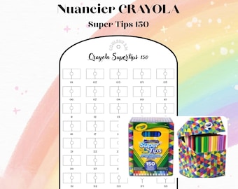 CRAYOLA SUPER TIPS 150 Water Marker Kleurenkaart voor Printbare Mysterie Kleurplaten - A5 Formaat - Printbare Marker Kleurenkaart