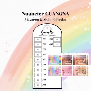 Conjunto de 6 marcadores acrílicos nas cores Pele de Guangna e Macaron para colorir (imprimir).