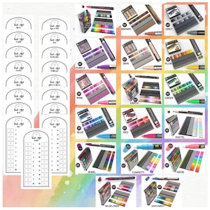 Carta de colores de rotuladores acrílicos Tooli Art (17 paquetes) para colorear misterio (formato digital en blanco)