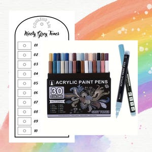 Nicety Grey Tones Acrylmarker Kleurenkaart voor Mystery Coloring (Blanco Digitaal Formaat)