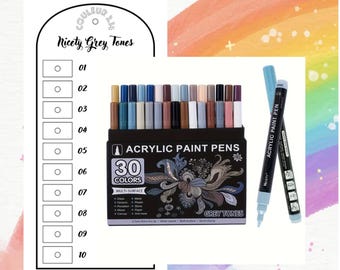 Nuancier feutres acryliques Nicety Grey Tones pour coloriage mystère (format numérique vierge)