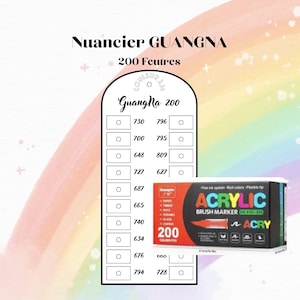 GUANGNA 200 Campioni di colore per pennarelli acrilici per colorazione misteriosa stampabile - Campioni di colore stampabili