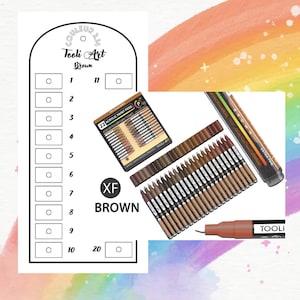 Tooli Art Pack Bruine Acryl Marker Kleurenkaart voor Mystery Coloring (Blanco Digitaal Formaat)