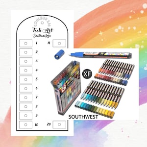 Tooli Art Pack Southwestern Acrylic Markers Mystery Kleurkaart (Blanco Digitaal Formaat)