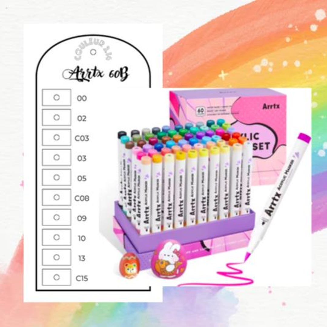 Color 60adeb ARRTX 60B Acrylic Marker Color Chart for Mystery Coloring (blank ...