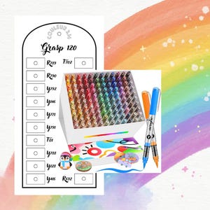 Tabla de colores de marcadores acrílicos Grasp 120 para colorear misterios (formato digital en blanco)
