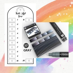 Tooli Art Pack Grays Acrylmarkers Kleurenkaart voor Mystery Coloring (Blanco Digitaal Formaat)