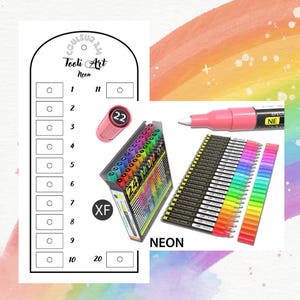 Tooli Art Pack Neon Acryl Marker Kleurenkaart voor Mystery Coloring (Blanco Digitaal Formaat)