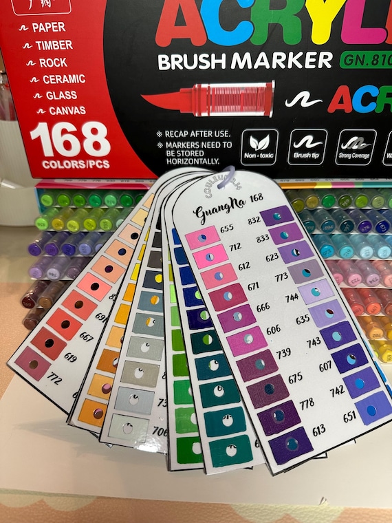 GUANGNA 168 Acrylic Marker Color Swatch for Printable Mystery
