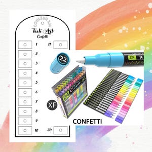 Tooli Art Pack Confetti Acryl Markers Mystery Kleurkaart (Blanco Digitaal Formaat)
