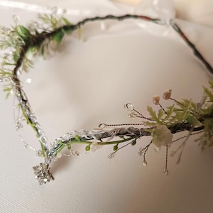 Woodland White Light Elven Crown Forest White Fairy Crown Wedding Headpiece Elf Wedding Crown Forest Fae Tiara Elven Flower Crown Elf Tiara