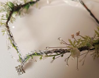 Corona de elfo del bosque blanca: tocado de boda, tiara de hada del bosque