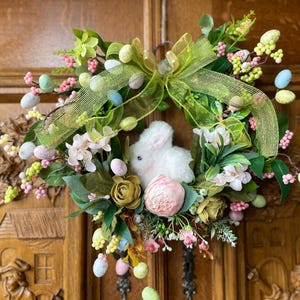 Easter Door Wreath Easter Wreath Decor Spring Door Wreath Easter Front Door Wreath Easter Egg Wreath Easter Bunny Decor Easter Bunny
