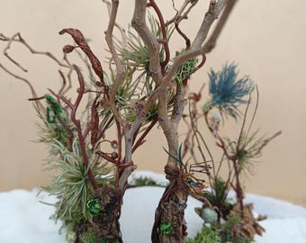 Corona de bosque, cuerno élfico, corona natural, diadema de elfo del bosque, corona de hadas, ramitas del bosque, corona de bruja, halo élfico, tocado de musgo, tiara de druida
