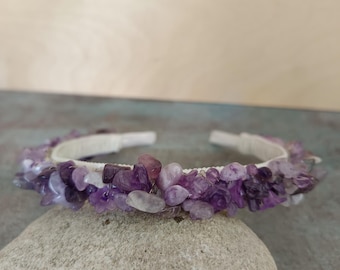 Raw Amethyst Gemstone Crown Amethyst Crystal Headpiece Amethyst Gemstone Hair Crown Goddess Crystal Crown Witch Crystal Amethyst Tiara
