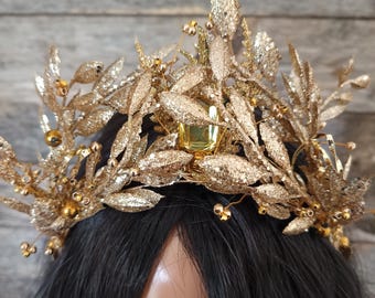 Greek Laurel Crown Gold Crown Greek God Goddess Crown Gold Leaf Headpiece Roman Laurel Headpiece Delicate Gold Crown Goddess Hair Laurel