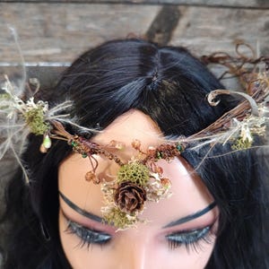 Woodland Crown Elven Crown Forest Elf Circlet Fairy Crown Woodland Green Head Witch Wreath Elven Wedding Halo Moss Hairpiece Druid Tiara