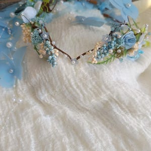 Butterfly Blue Light Elven Crown Blue Pearl headpiece Crown Cascade butterfly bridal crown