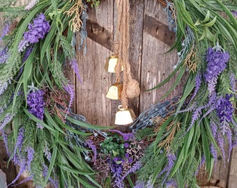 Lavender Wreath Lavender Bells Wreaths Summer Wreath Farmhouse Wreath Accent Lavender Bells Wreaths lavender Wreath Bells for Front Door