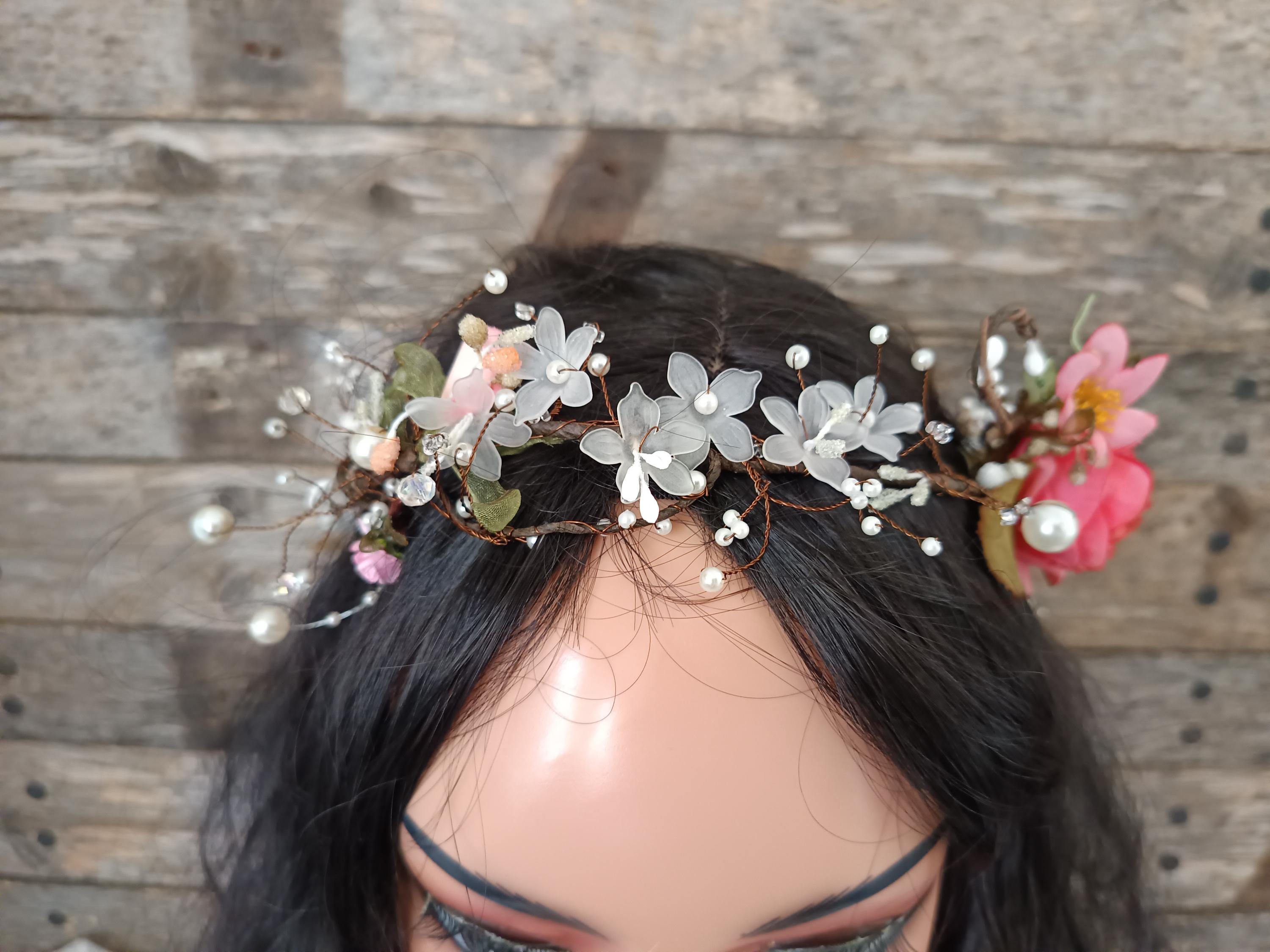 NEW Chic Ivory Floral Headpiece,MATCHING HEADBAND, OS Ivory Flower Crown, Flower Girl Headband, Girls Floral Crown  main image 2