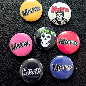 ミスフィッツ パンクロック ボタンセット、ホラーパンク ピン、スカルバッジ