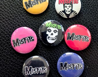 Misfits Punk Rock Button Set, Horror Punk Pins, Skull Badges