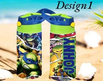 Personalized Ninja Turtle  , Kids tumbler , flip top water botlle  , 12oz kids tumble