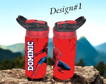 Personalisierte Spider-Man Kinderbecher: 12 Unzen Flip-Top Wasserflasche