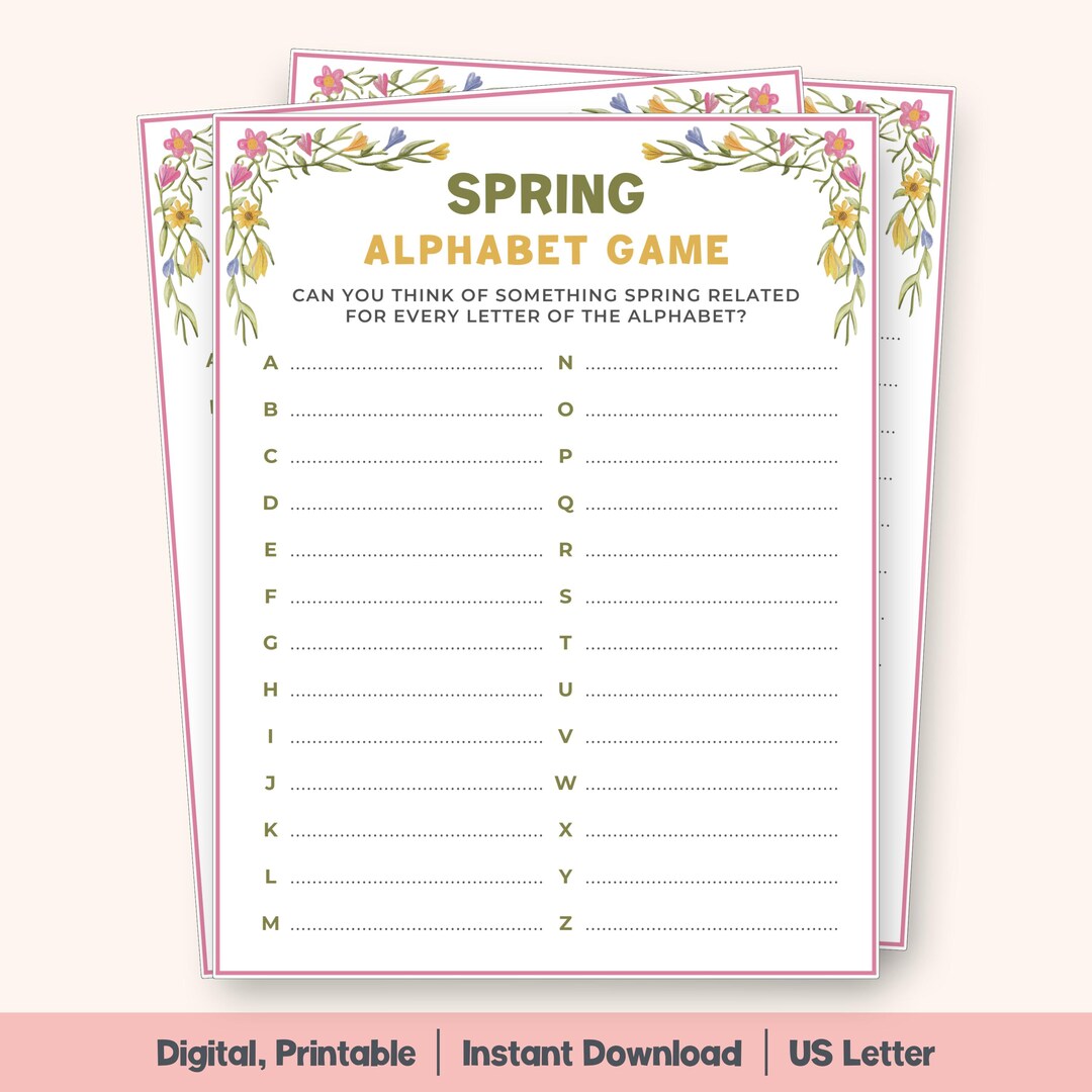 Spring Alphabet Game, A to Z Springtime Game, Spring ABC Challenge, Fun ...