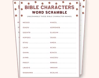 Bible Characters Word Scramble, Religious Word Game, Scripture Name Challenge, Christian Learning Printable, Sunday School Activity