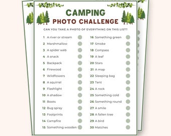 Camping Photo Challenge Game, Nature Scavenger Hunt, Outdoor Adventure Activity, Family Camping Fun, Printable Photo Game