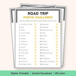 Road Trip Photo Challenge Game, Travel Scavenger Hunt, Car Ride Activity, Family Road Trip Game, Printable Travel Fun