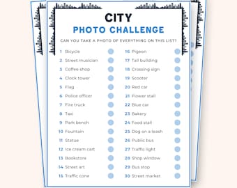 City Photo Challenge Scavenger Hunt, Urban Photography Game, City Explorer Activity, Printable Adventure List, Family Fun