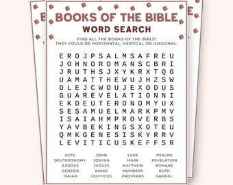 Gioco di ricerca di parole sui libri della Bibbia, attività di ricerca di parole religiose, ricerca di libri delle Scritture, materiale stampabile per l'apprendimento cristiano, gioco della scuola domenicale