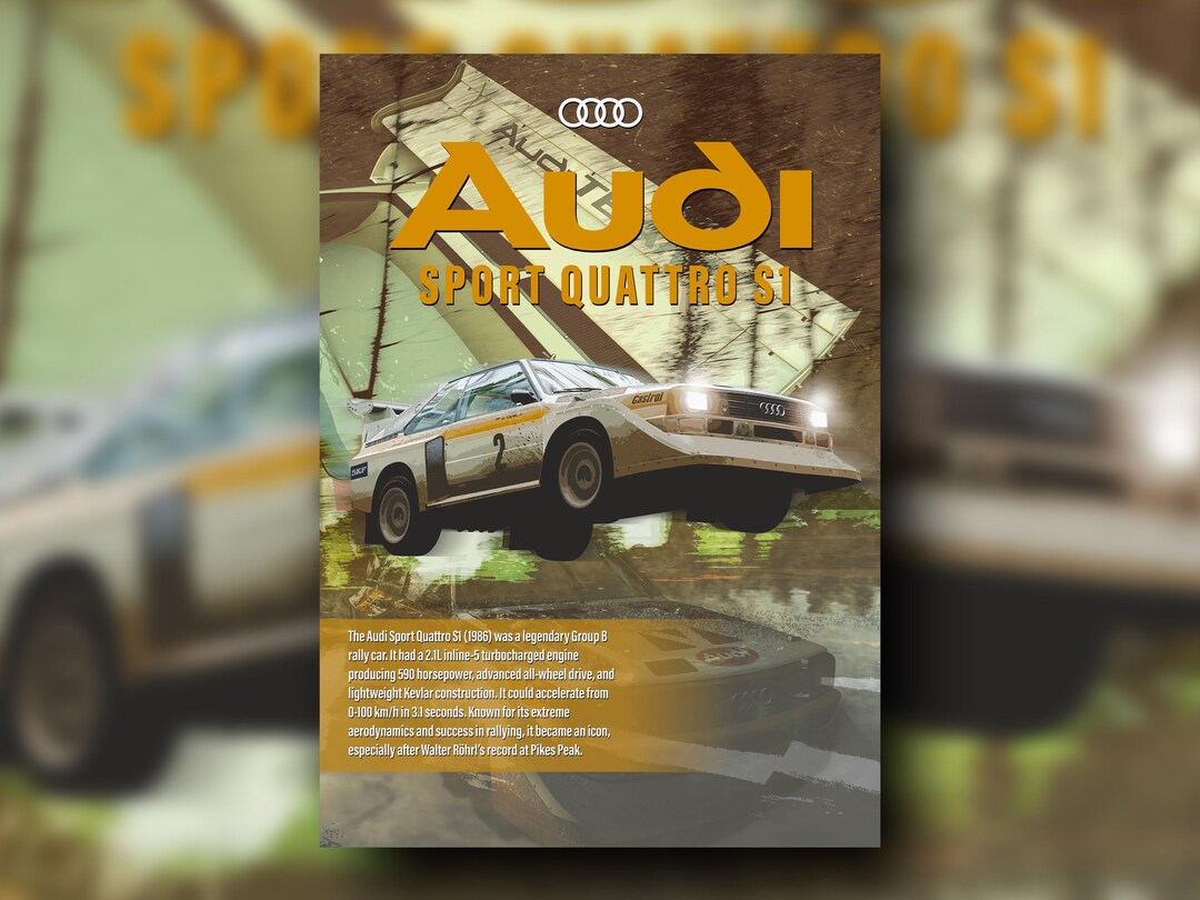 Audi Sport Quattro S1 Poster. Digital Download. Art Poster. Car Poster ...