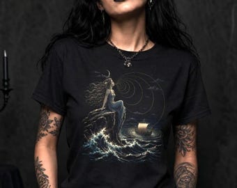 Odyssey Siren Shirt Vintage Graphic Tee Shirt Mystical Shirt Dark Fantasy Coastal Gothic  Comfort Colors T-Shirt for her