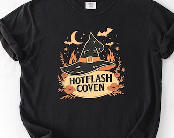 Hot flash Coven Shirt, Funny Menopause Halloween Tee, Witchy Perimenopause Shirt, Comfort Colors Spooky Season Gift