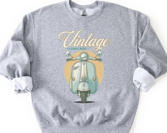 Vintage Vespa Graphic Unisex Sweatshirt, Distressed Mid-Century Modern, Retro Shirt, Hipster Shirt, Classic Motorcycle Top