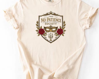 No Patience Society Shirt, Funny Menopause Gift, Perimenopause Humor Tee, Sarcastic Introvert Shirt, Gothic Rose Graphic Tee