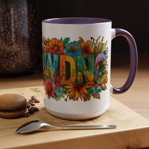 Tasse à café florale We Don&#39;t Care Club, tasse WDNC de 15 oz fleurs colorées, verres aux couleurs vives, cadeau ménopause amusant pour son hôtesse