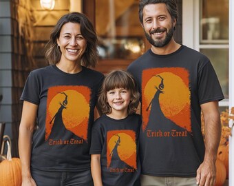 Retro Nightmare before Christmas style Halloween Shirt, Jack Skellington inspired Trick or Treat Softstyle Tee, Halloween Family Shirts