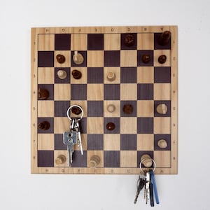 Wooden key holder, key holder, key board, chessboard gift, chessboard, wall decoration, wooden key board, wall decoration, DIY wood image 2