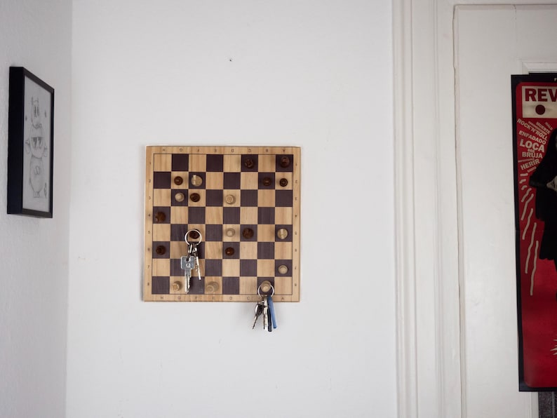 Wooden key holder, key holder, key board, chessboard gift, chessboard, wall decoration, wooden key board, wall decoration, DIY wood image 12